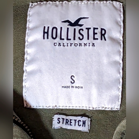 Hollister California Stretch Zip Army Green Long Sleeve Cotton Jacket Size Small - Picture 8 of 10